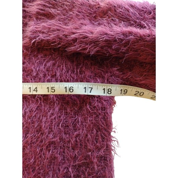 A New Day Sweater Womens XS Merlot Long Sleeve Eyelash Shaggy High Low Hem - Picture 4 of 9